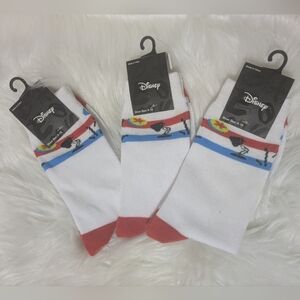 Disney Pixar Logo & Luxo Jr Lamp White and Red Casual Socks Size 4-10 New X 3!